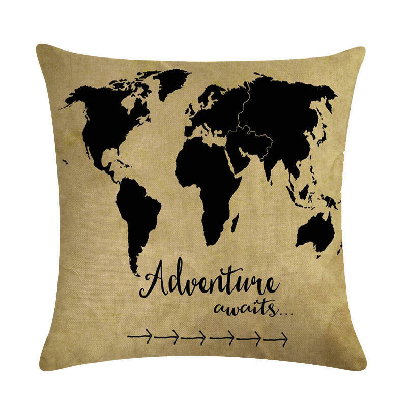 18" Throw Pillow Case Cushion Cover Home Decor Vintage World Map Pattern Cojines zavevo