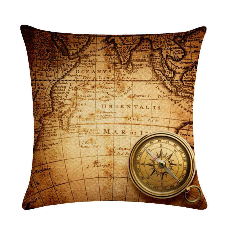 18" Throw Pillow Case Cushion Cover Home Decor Vintage World Map Pattern Cojines zavevo