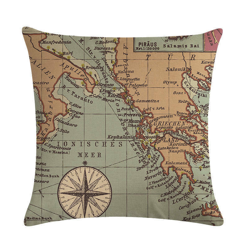 18" Throw Pillow Case Cushion Cover Home Decor Vintage World Map Pattern Cojines zavevo