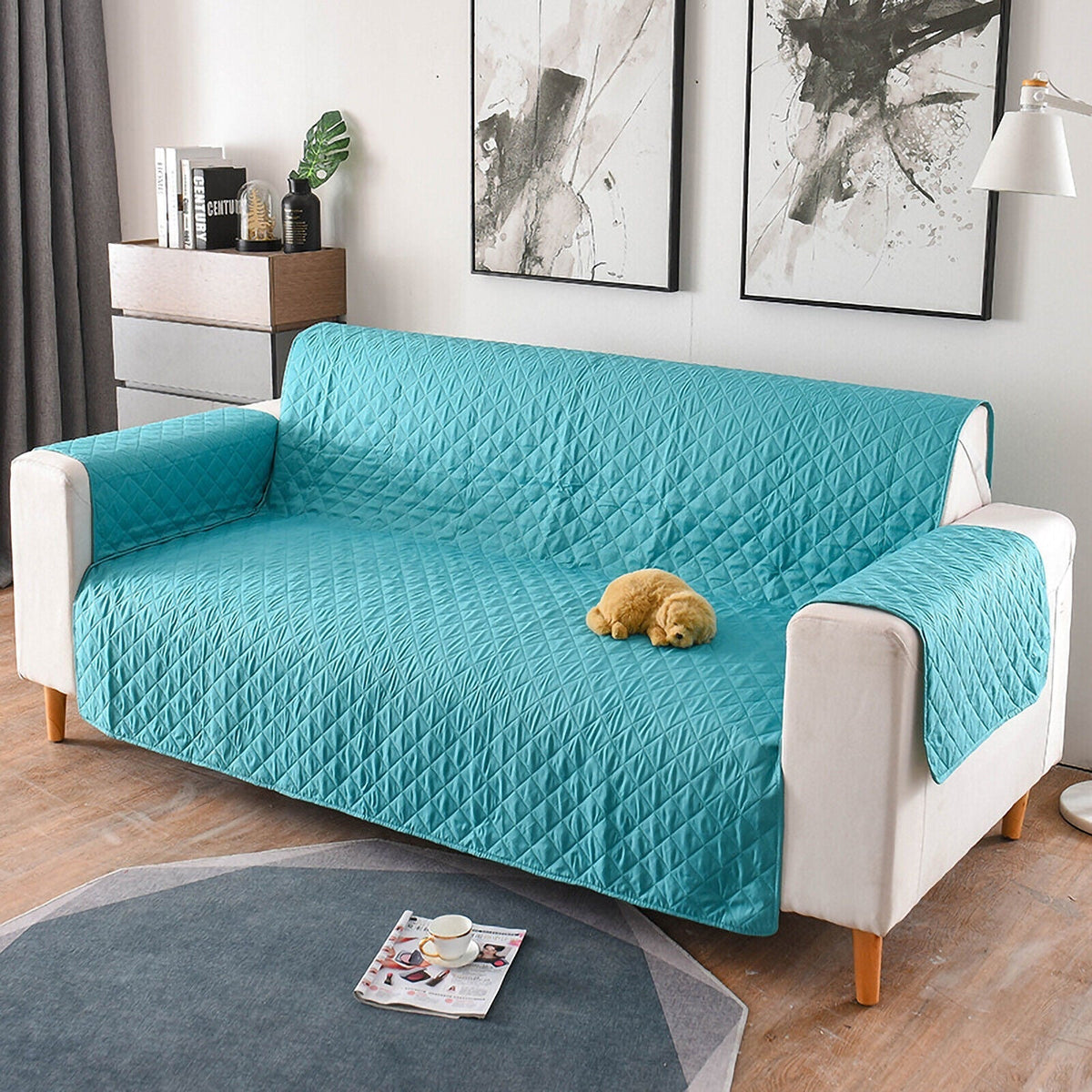 1/2/3 Seater Pet Sofa Protector Cover Quilted Couch Covers Lounge Slipcover zavevo