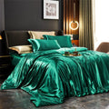 Satin Silk Luxury Bedding Set with Duvet Cover and Pillowcases Smooth Glossy Finish Sheets