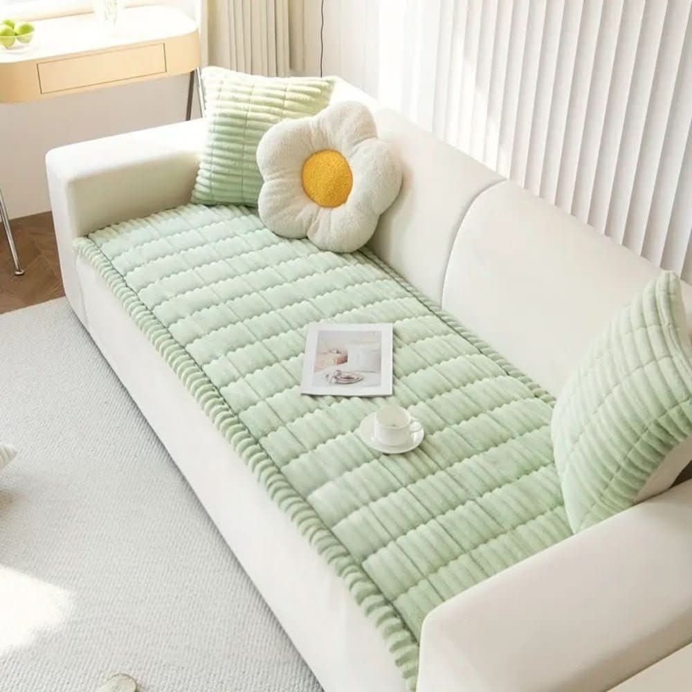 Sofa Couch Seat Cushion Cover with Plush Quilted Design and Non-Slip Backing Stretchable