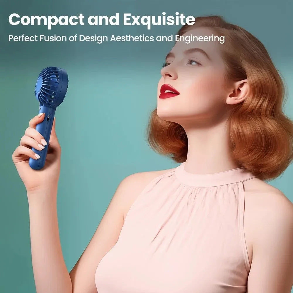 1800mAh Rechargeable Mini Portable Fan - USB Personal Handheld Electric Fan with 3 Speeds for Room, Camping, and Indoor Use | zavevo
