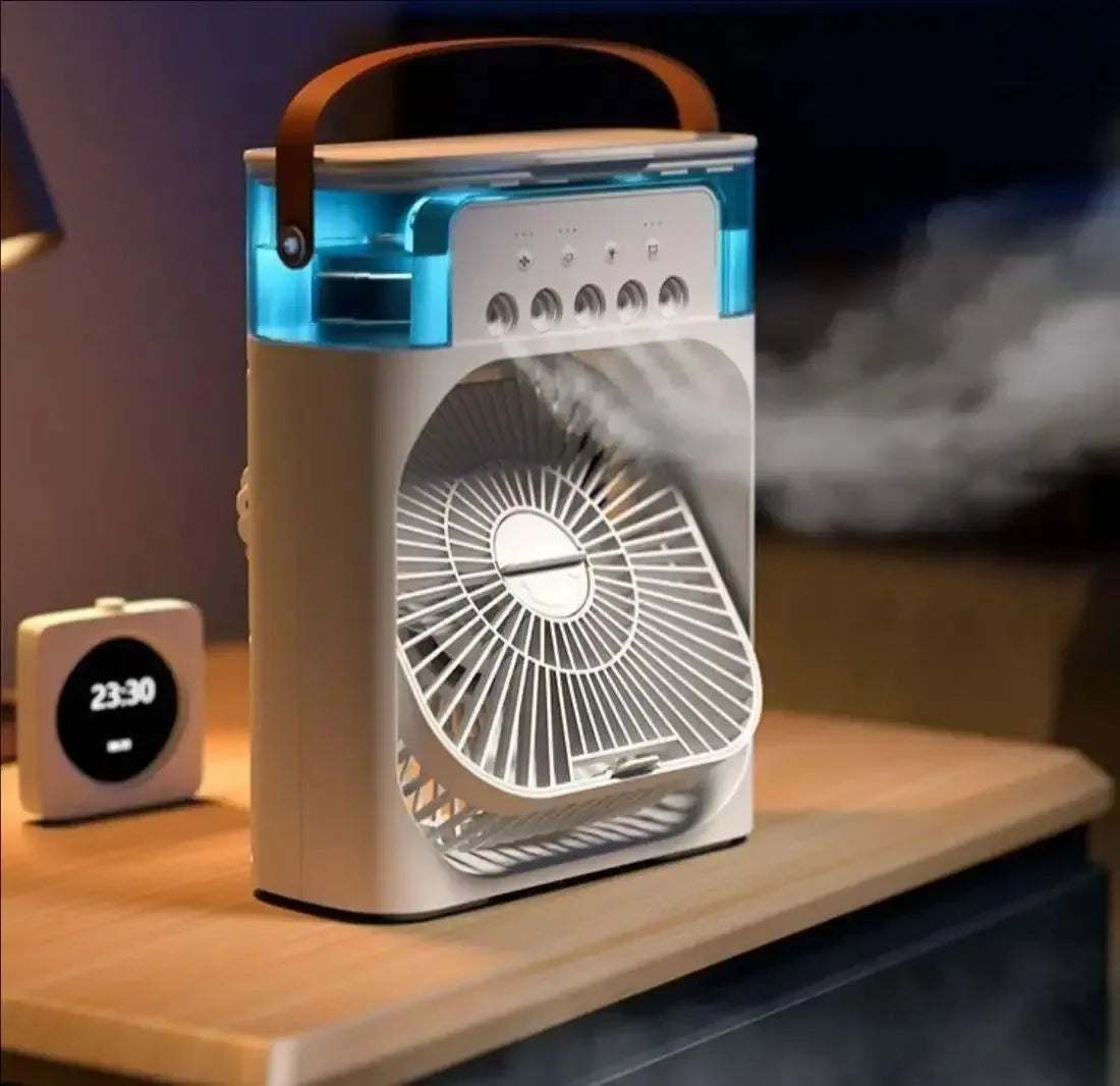 3-in-1 Portable Air Cooler with LED Lights – USB-Powered Desktop Fan, Humidifier & Night Light | zavevo