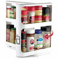 Two-Tier Rotating Spice Rack Organizer for Kitchen Cabinet with Pull-Out Sliding Base