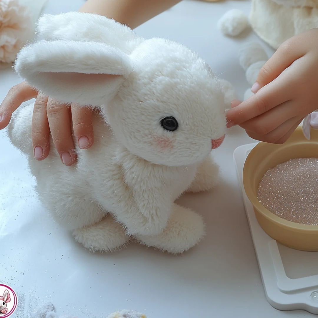 Weighted Stuffed Bunny with Soft Plush Fur and Realistic Features for Emotional Support