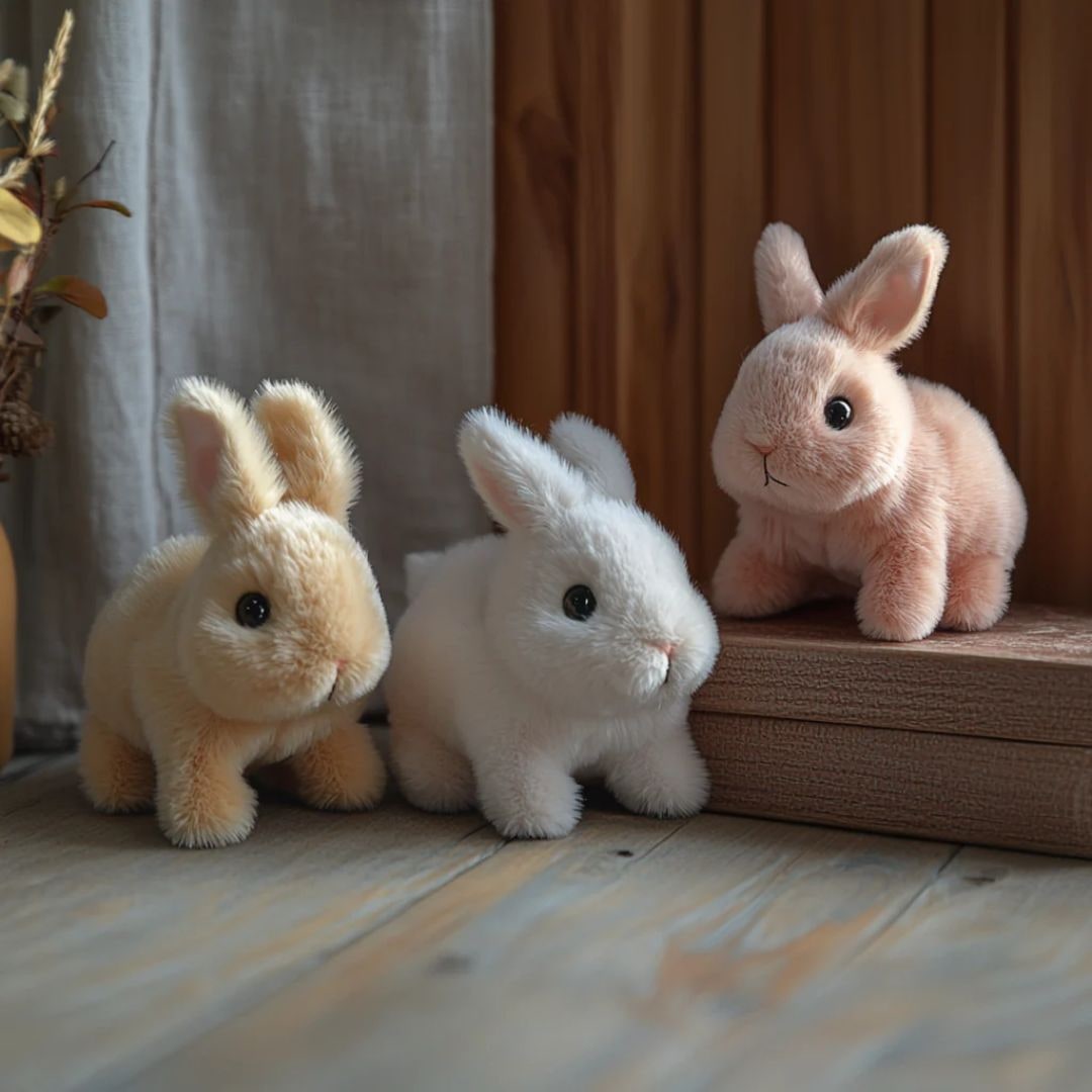 Weighted Stuffed Bunny with Soft Plush Fur and Realistic Features for Emotional Support