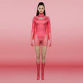 Women's Halloween Superhero Costume Cosplay Bodysuit with Cape and Gloves for Party